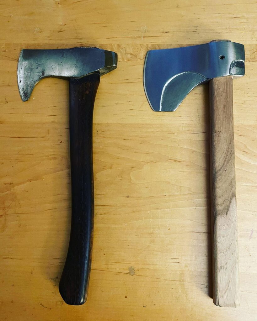 The Infinity Axes Pluot next to a custom axe