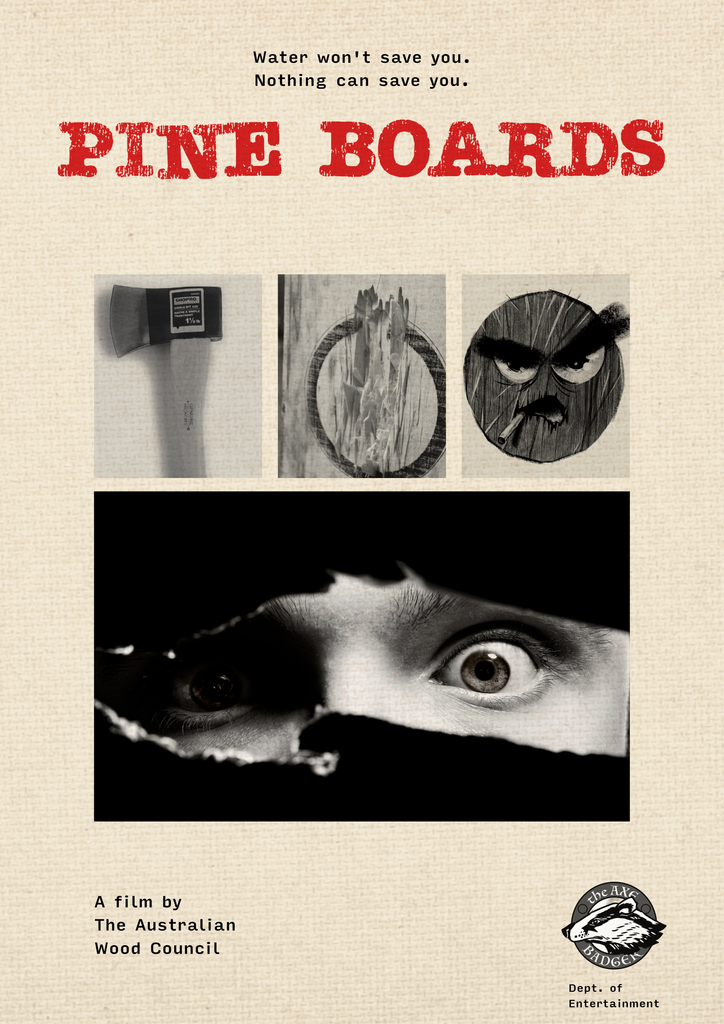 Axe throwing movie poster for Pine Boards