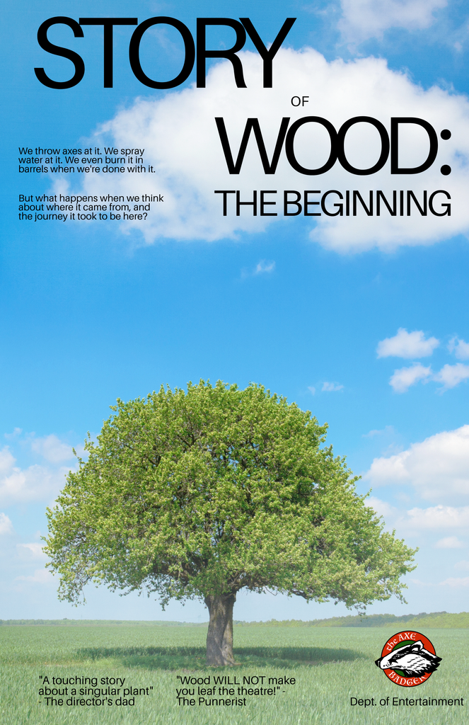 Axe throwing movie poster for Story of Wood